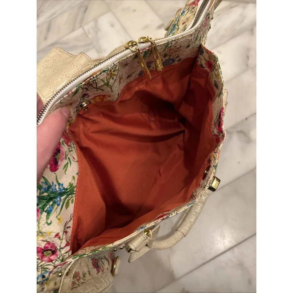 Nicole Lee Large Tote Bag/Purse Cream‎ w Floral Design